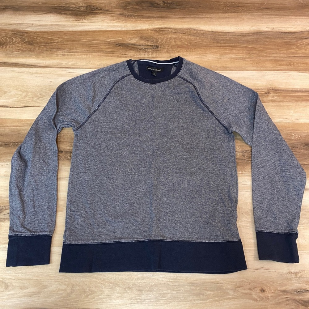 Banana Republic Sweater Mens Medium Slim Lightweight Blue Crew‎ Neck Shirt